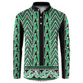 New Zealand Maori Niho Taniwha Button Sweatshirt Kakariki Mangopare and Puhoro Pattern