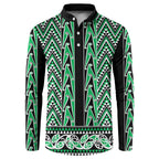 New Zealand Maori Niho Taniwha Button Sweatshirt Kakariki Mangopare and Puhoro Pattern