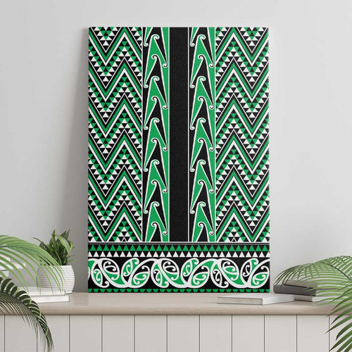 New Zealand Maori Niho Taniwha Canvas Wall Art Kakariki Mangopare and Puhoro Pattern