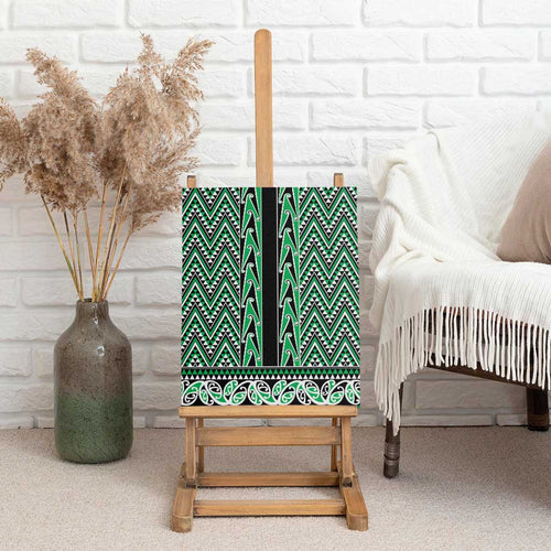 New Zealand Maori Niho Taniwha Canvas Wall Art Kakariki Mangopare and Puhoro Pattern
