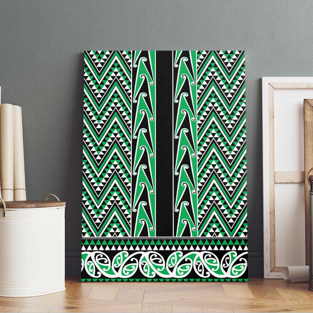 New Zealand Maori Niho Taniwha Canvas Wall Art Kakariki Mangopare and Puhoro Pattern