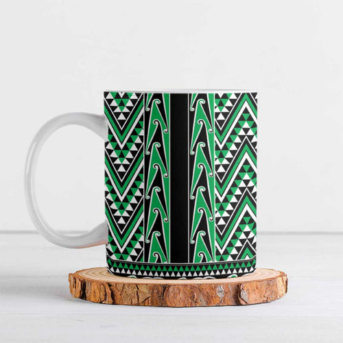 New Zealand Maori Niho Taniwha Ceramic Mug Kakariki Mangopare and Puhoro Pattern - Aussie Hoodie