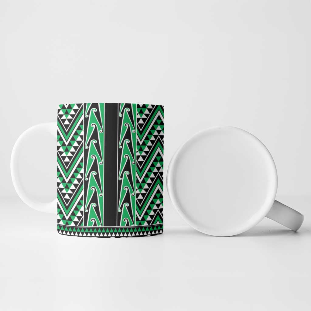 New Zealand Maori Niho Taniwha Ceramic Mug Kakariki Mangopare and Puhoro Pattern - Aussie Hoodie