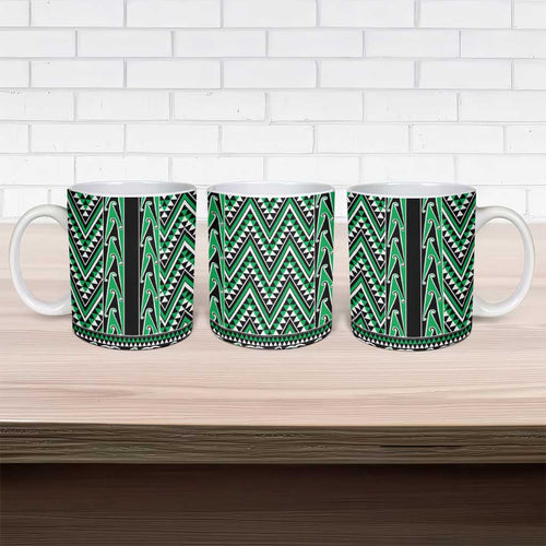 New Zealand Maori Niho Taniwha Ceramic Mug Kakariki Mangopare and Puhoro Pattern - Aussie Hoodie