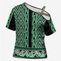 New Zealand Maori Niho Taniwha Cross Shoulder Shirt Kakariki Mangopare and Puhoro Pattern - Aussie Hoodie