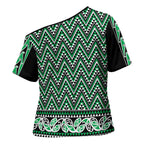 New Zealand Maori Niho Taniwha Cross Shoulder Shirt Kakariki Mangopare and Puhoro Pattern - Aussie Hoodie