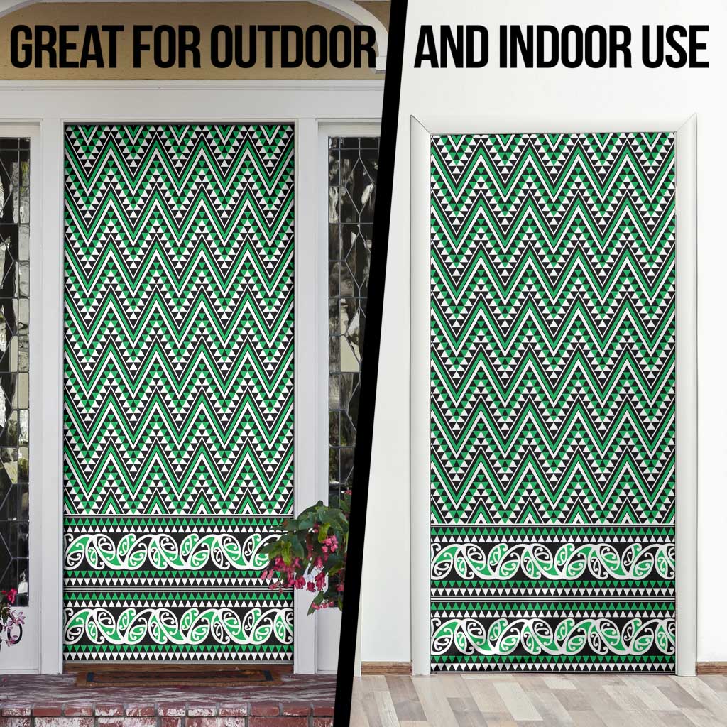New Zealand Maori Niho Taniwha Door Cover Kakariki Mangopare and Puhoro Pattern - Aussie Hoodie