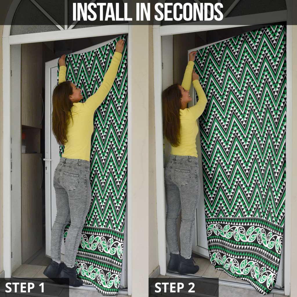 New Zealand Maori Niho Taniwha Door Cover Kakariki Mangopare and Puhoro Pattern - Aussie Hoodie