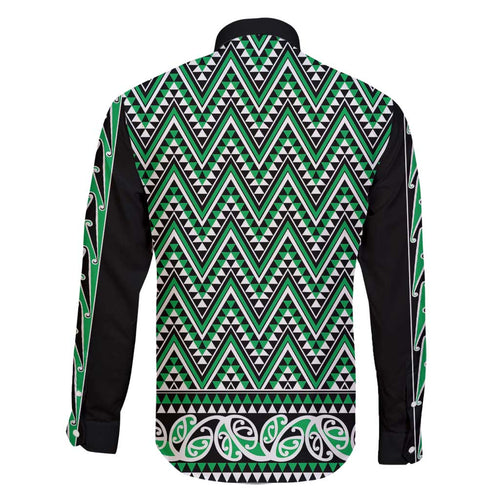 New Zealand Maori Niho Taniwha Family Matching Long Sleeve Bodycon Dress and Hawaiian Shirt Kakariki Mangopare and Puhoro Pattern