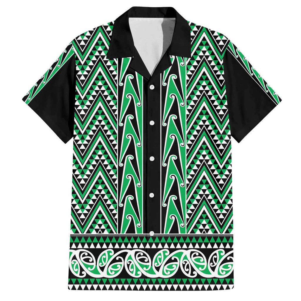 New Zealand Maori Niho Taniwha Family Matching Off The Shoulder Long Sleeve Dress and Hawaiian Shirt Kakariki Mangopare and Puhoro Pattern