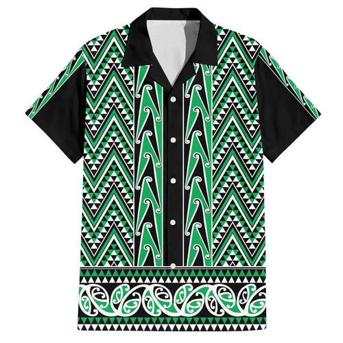 New Zealand Maori Niho Taniwha Family Matching Off The Shoulder Long Sleeve Dress and Hawaiian Shirt Kakariki Mangopare and Puhoro Pattern