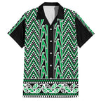 New Zealand Maori Niho Taniwha Family Matching Off Shoulder Maxi Dress and Hawaiian Shirt Kakariki Mangopare and Puhoro Pattern