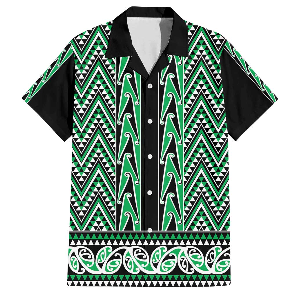 New Zealand Maori Niho Taniwha Family Matching Puletasi and Hawaiian Shirt Kakariki Mangopare and Puhoro Pattern