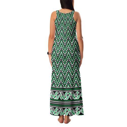 New Zealand Maori Niho Taniwha Family Matching Tank Maxi Dress and Hawaiian Shirt Kakariki Mangopare and Puhoro Pattern