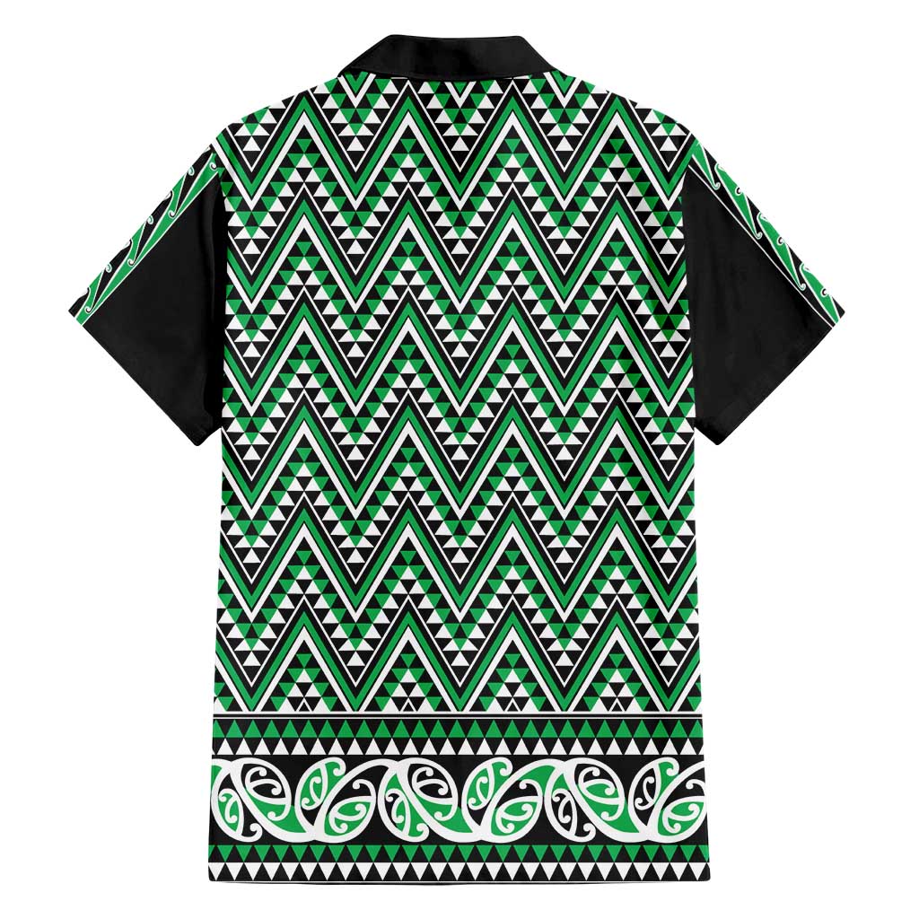 New Zealand Maori Niho Taniwha Hawaiian Shirt Kakariki Mangopare and Puhoro Pattern