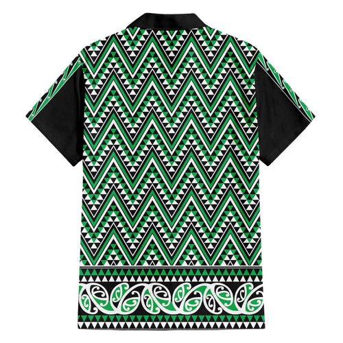 New Zealand Maori Niho Taniwha Hawaiian Shirt Kakariki Mangopare and Puhoro Pattern