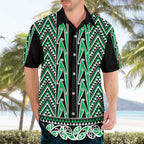 New Zealand Maori Niho Taniwha Hawaiian Shirt Kakariki Mangopare and Puhoro Pattern