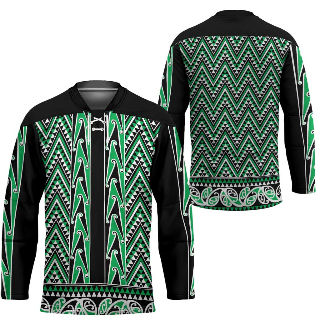 New Zealand Maori Niho Taniwha Hockey Jersey Kakariki Mangopare and Puhoro Pattern - Aussie Hoodie