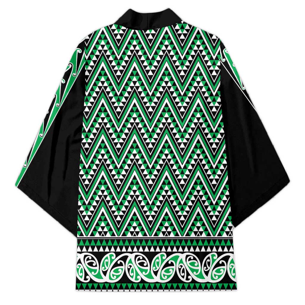 New Zealand Maori Niho Taniwha Kimono Kakariki Mangopare and Puhoro Pattern - Aussie Hoodie
