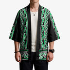 New Zealand Maori Niho Taniwha Kimono Kakariki Mangopare and Puhoro Pattern - Aussie Hoodie