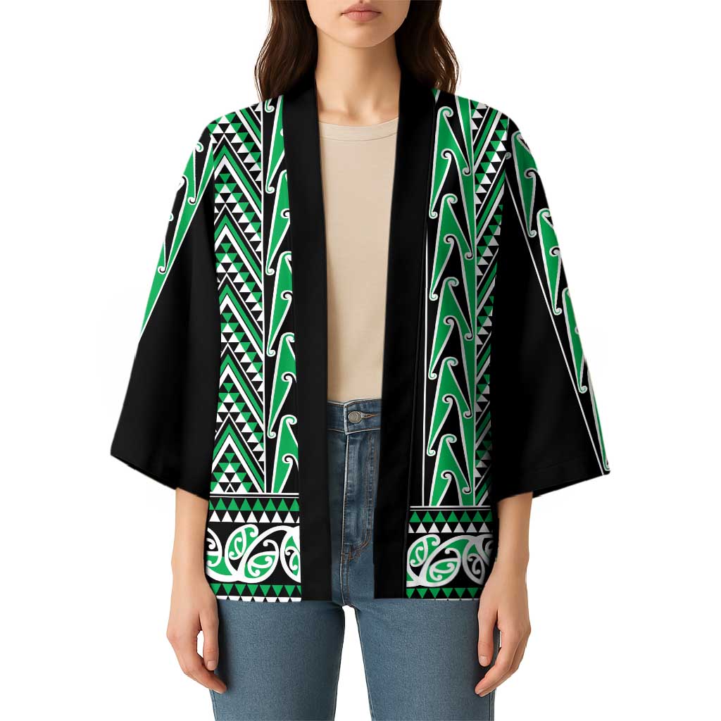 New Zealand Maori Niho Taniwha Kimono Kakariki Mangopare and Puhoro Pattern - Aussie Hoodie