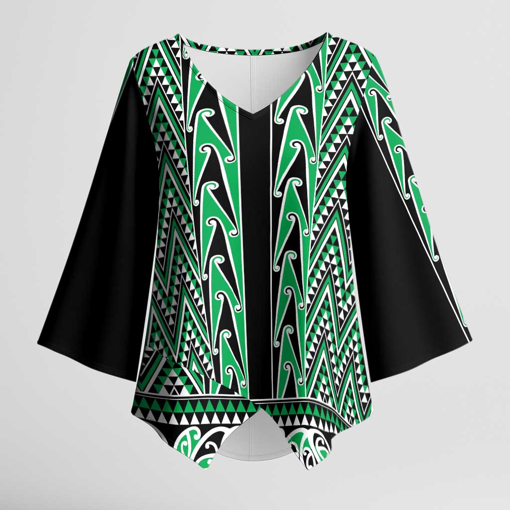 New Zealand Maori Niho Taniwha Kimono Sleeve Blouse Kakariki Mangopare and Puhoro Pattern - Aussie Hoodie