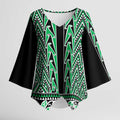 New Zealand Maori Niho Taniwha Kimono Sleeve Blouse Kakariki Mangopare and Puhoro Pattern - Aussie Hoodie