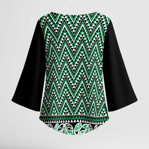 New Zealand Maori Niho Taniwha Kimono Sleeve Blouse Kakariki Mangopare and Puhoro Pattern - Aussie Hoodie