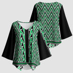 New Zealand Maori Niho Taniwha Kimono Sleeve Blouse Kakariki Mangopare and Puhoro Pattern - Aussie Hoodie