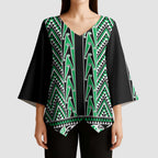 New Zealand Maori Niho Taniwha Kimono Sleeve Blouse Kakariki Mangopare and Puhoro Pattern - Aussie Hoodie