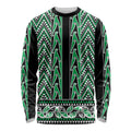New Zealand Maori Niho Taniwha Long Sleeve Shirt Kakariki Mangopare and Puhoro Pattern