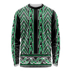 New Zealand Maori Niho Taniwha Long Sleeve Shirt Kakariki Mangopare and Puhoro Pattern