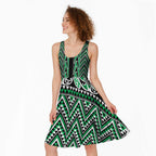 New Zealand Maori Niho Taniwha Midi Dress Kakariki Mangopare and Puhoro Pattern - Aussie Hoodie