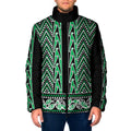 New Zealand Maori Niho Taniwha Padded Jacket Kakariki Mangopare and Puhoro Pattern - Aussie Hoodie