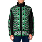 New Zealand Maori Niho Taniwha Padded Jacket Kakariki Mangopare and Puhoro Pattern - Aussie Hoodie