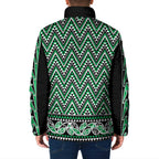 New Zealand Maori Niho Taniwha Padded Jacket Kakariki Mangopare and Puhoro Pattern - Aussie Hoodie
