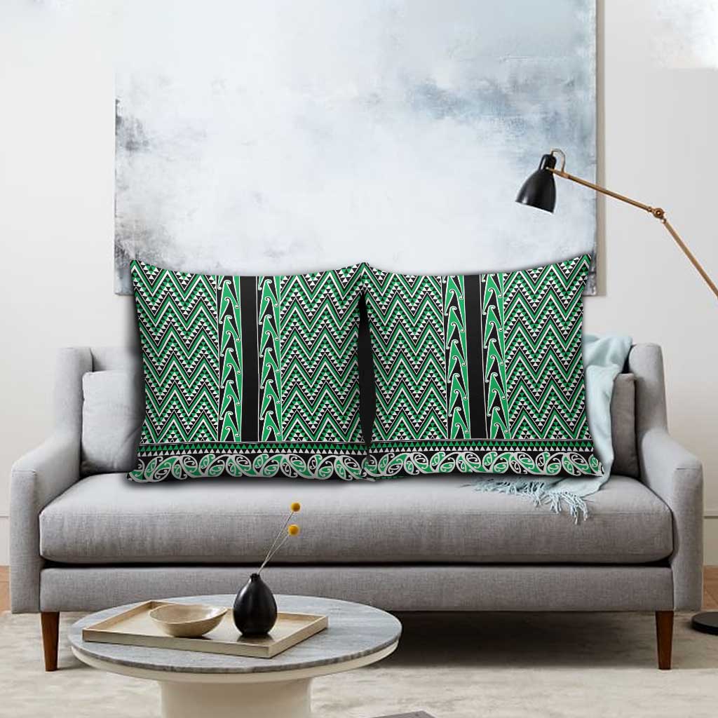 New Zealand Maori Niho Taniwha Pillow Cover Kakariki Mangopare and Puhoro Pattern - Aussie Hoodie
