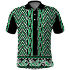 New Zealand Maori Niho Taniwha Polo Shirt Kakariki Mangopare and Puhoro Pattern