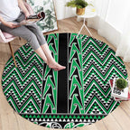 New Zealand Maori Niho Taniwha Round Carpet Kakariki Mangopare and Puhoro Pattern