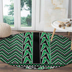 New Zealand Maori Niho Taniwha Round Carpet Kakariki Mangopare and Puhoro Pattern