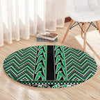 New Zealand Maori Niho Taniwha Round Carpet Kakariki Mangopare and Puhoro Pattern