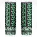 New Zealand Maori Niho Taniwha Skinny Tumbler Kakariki Mangopare and Puhoro Pattern