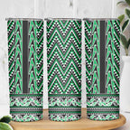 New Zealand Maori Niho Taniwha Skinny Tumbler Kakariki Mangopare and Puhoro Pattern