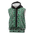 New Zealand Maori Niho Taniwha Sleeveless Hoodie Kakariki Mangopare and Puhoro Pattern - Aussie Hoodie