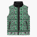 New Zealand Maori Niho Taniwha Sleeveless Puffer Jacket Kakariki Mangopare and Puhoro Pattern - Aussie Hoodie