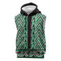 New Zealand Maori Niho Taniwha Sleeveless Zip Hoodie Kakariki Mangopare and Puhoro Pattern LT9