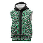 New Zealand Maori Niho Taniwha Sleeveless Zip Hoodie Kakariki Mangopare and Puhoro Pattern LT9