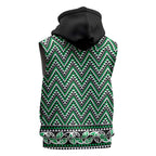 New Zealand Maori Niho Taniwha Sleeveless Zip Hoodie Kakariki Mangopare and Puhoro Pattern LT9