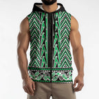 New Zealand Maori Niho Taniwha Sleeveless Zip Hoodie Kakariki Mangopare and Puhoro Pattern LT9