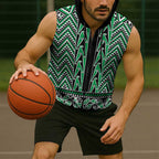 New Zealand Maori Niho Taniwha Sleeveless Zip Hoodie Kakariki Mangopare and Puhoro Pattern LT9
